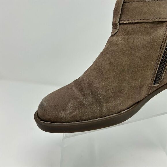 Born Jorgette Women's Heeled Ankle Booties Tan Taupe Brown Suede Size 8 Buckle - Picture 5 of 14